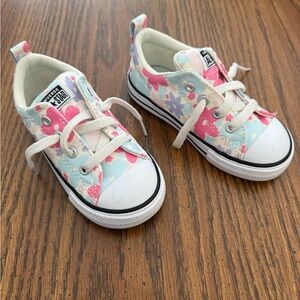 Converse Low Top Toddler Floral Sneakers - Pink and Blue